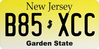 NJ license plate B85XCC