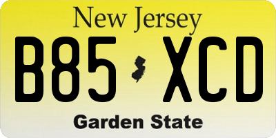 NJ license plate B85XCD