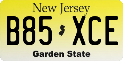 NJ license plate B85XCE