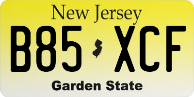 NJ license plate B85XCF