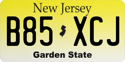NJ license plate B85XCJ