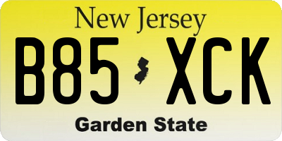 NJ license plate B85XCK