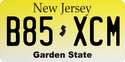 NJ license plate B85XCM