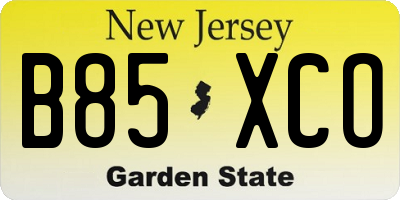 NJ license plate B85XCO