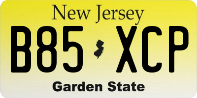 NJ license plate B85XCP