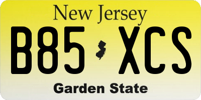 NJ license plate B85XCS