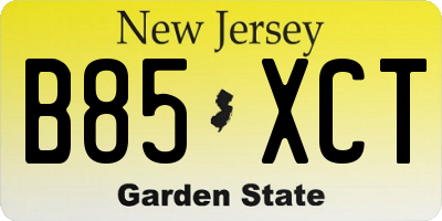 NJ license plate B85XCT