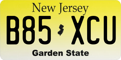 NJ license plate B85XCU