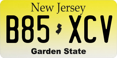 NJ license plate B85XCV