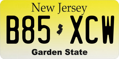 NJ license plate B85XCW