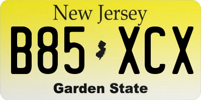 NJ license plate B85XCX