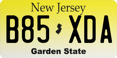 NJ license plate B85XDA