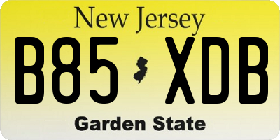 NJ license plate B85XDB