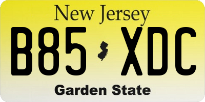 NJ license plate B85XDC