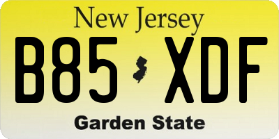 NJ license plate B85XDF