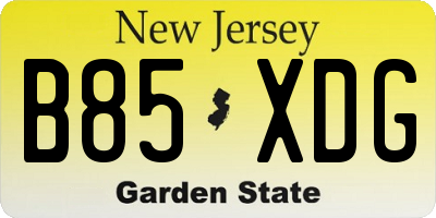 NJ license plate B85XDG