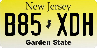 NJ license plate B85XDH