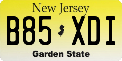 NJ license plate B85XDI