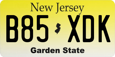 NJ license plate B85XDK