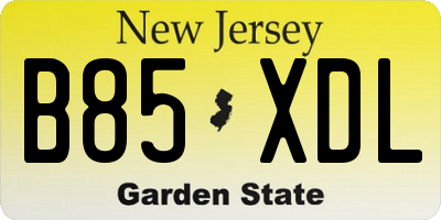 NJ license plate B85XDL
