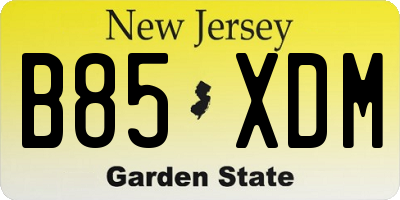 NJ license plate B85XDM