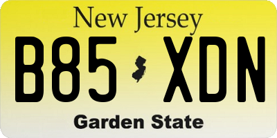 NJ license plate B85XDN