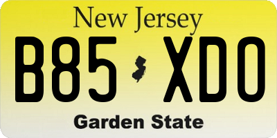 NJ license plate B85XDO