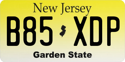 NJ license plate B85XDP