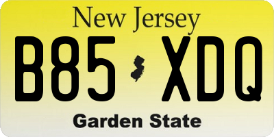 NJ license plate B85XDQ