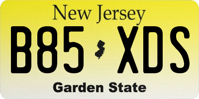 NJ license plate B85XDS