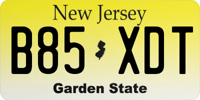 NJ license plate B85XDT