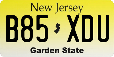 NJ license plate B85XDU