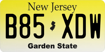NJ license plate B85XDW