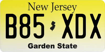 NJ license plate B85XDX