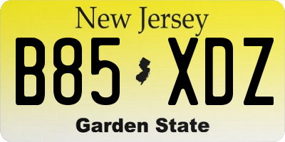 NJ license plate B85XDZ