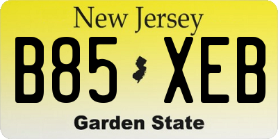 NJ license plate B85XEB