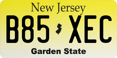 NJ license plate B85XEC