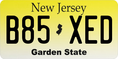 NJ license plate B85XED