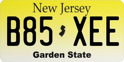 NJ license plate B85XEE