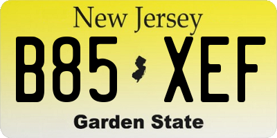 NJ license plate B85XEF