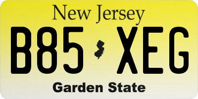 NJ license plate B85XEG
