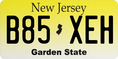 NJ license plate B85XEH