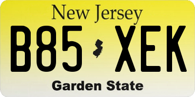 NJ license plate B85XEK