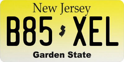 NJ license plate B85XEL