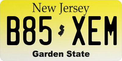 NJ license plate B85XEM