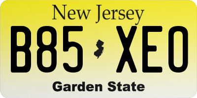 NJ license plate B85XEO