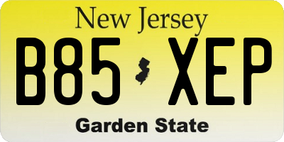 NJ license plate B85XEP
