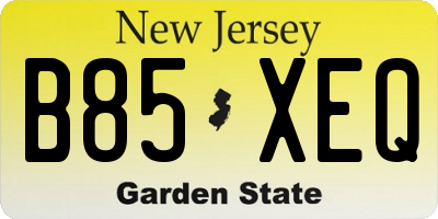 NJ license plate B85XEQ