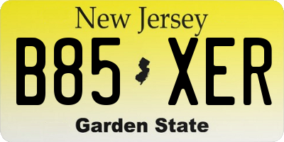 NJ license plate B85XER