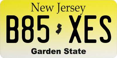 NJ license plate B85XES